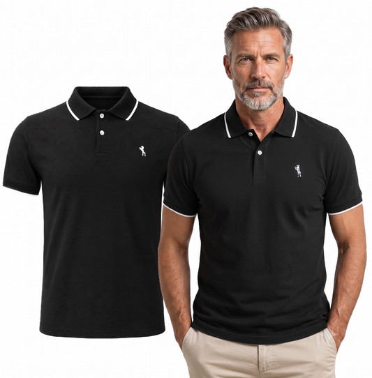 LION T-SHIRT POLO BLACK (10425) Men