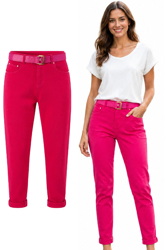 M.SARA TROUSERS JEANS MOM FIT + BELT (10401) Women