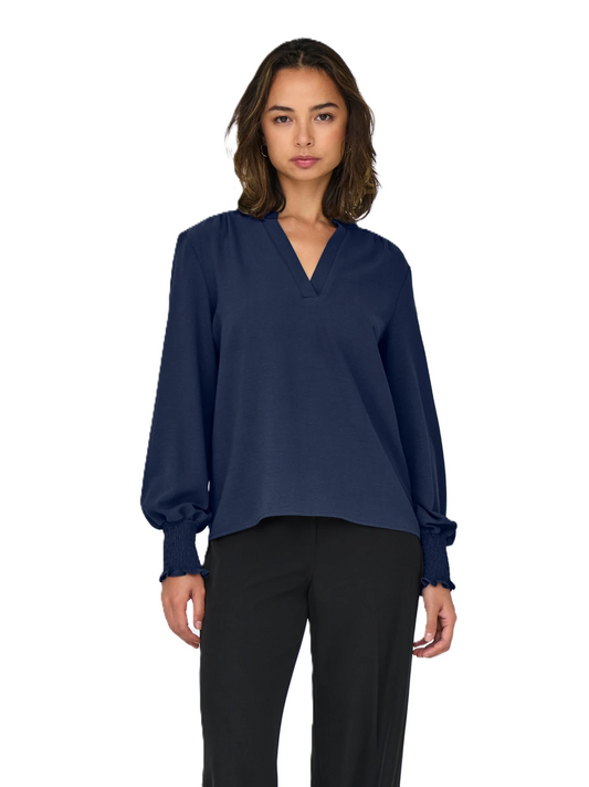 ONLY Blouse Women's ONLMETTE V-NECK LS SMOCK TOP NOOS WVN NAVAL ACADEMY (9657) Women