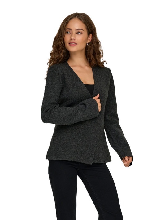 ONLY KARDIGAN Women's ROZPINANY ONLMYERA LIFE LS ONE BUTTON CARDIGAN KNT DARK GREY MELANGE (9648) Women