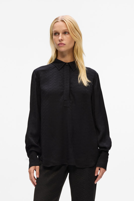 Karl Lagerfeld Logo Jacquard Fluid Blouse (A4W11012) Women