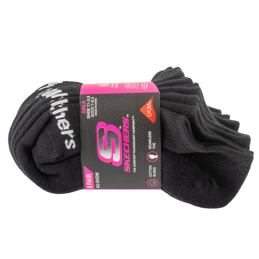 Skechers 6pk Girls Cotton Ns Socks S117880-BLK Kids